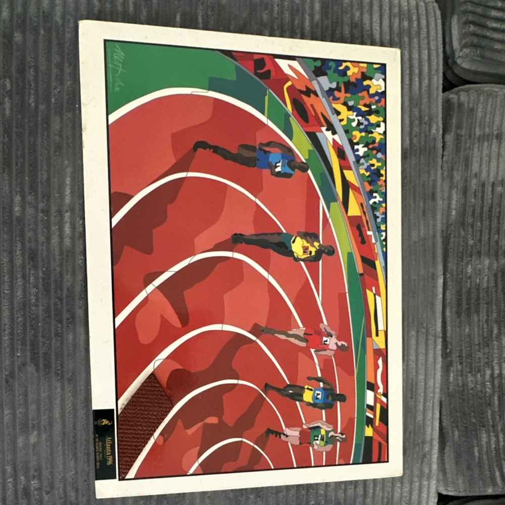 Atlanta 1996 Olympic Track & Field Multi-Color Print with Original Track Piece