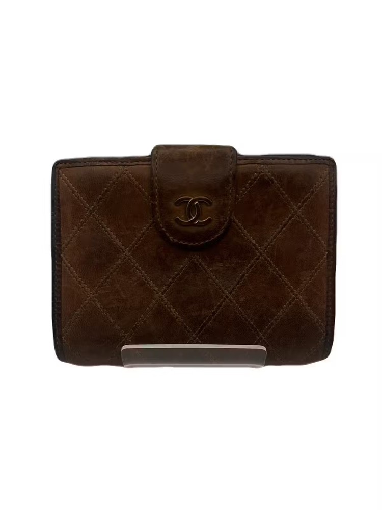 CHANEL Brown Leather Wallet Preowned TB69-1 Vintage Style  