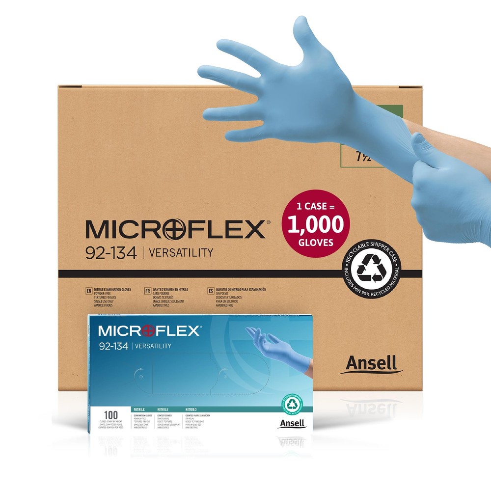 Microflex 92-134 Powder-Free Nitrile Cleaning Gloves with Textured Grip