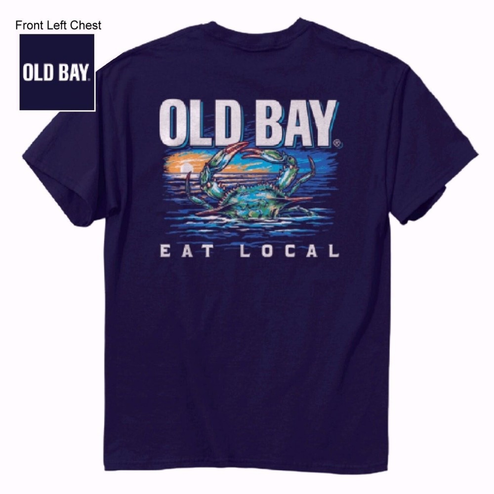 Old Bay Crab Eat Local Short Sleeve T-Shirt NEW Fast Free Ship