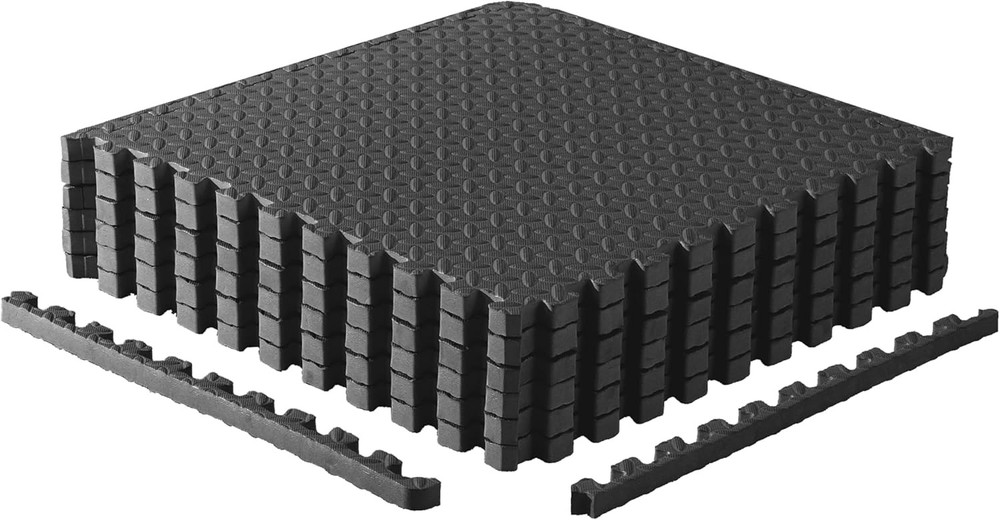 1-Inch Interlocking Exercise Puzzle Mats in Multiple Colors & Sizes