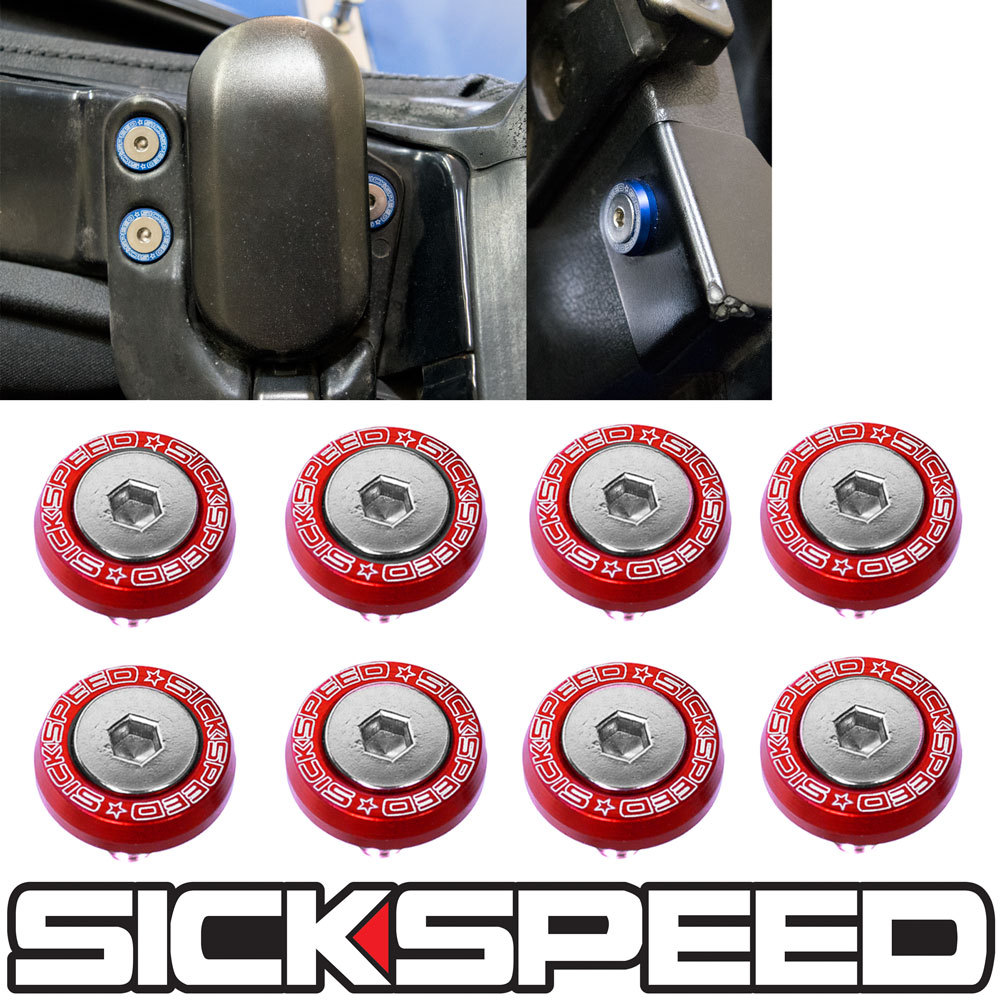 8-Piece Red Billet Aluminum Fender Washers for Miata Hardtop Soft Top Installations