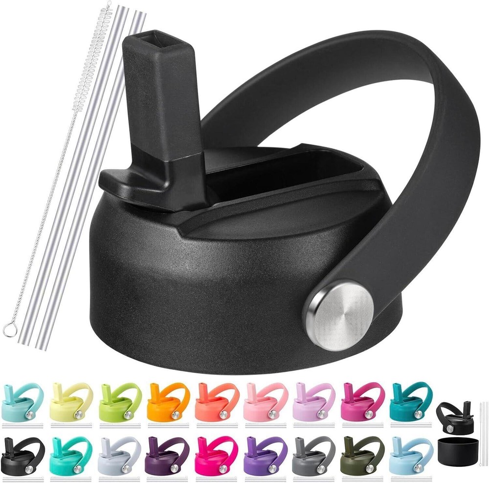 Flexible Black Straw Lid for Hydro Flask Wide Mouth 32-40 Oz