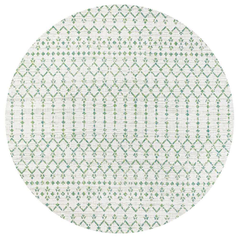 JONATHAN Y Trebol Moroccan Geometric Textured Weave Green/Ivory 5' Round