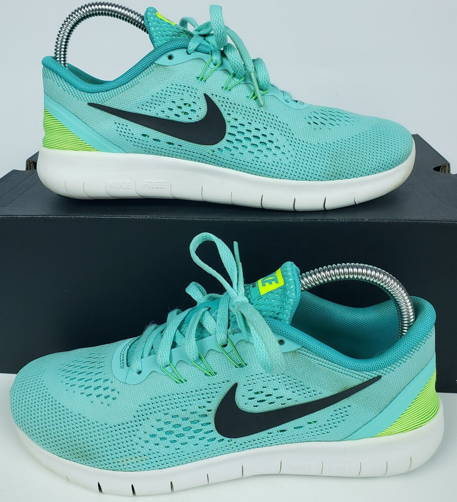 NIKE FREE RN GS KIDS SHOES TURQUOISE REFLECTIVE BLACK SWOOSH SZ 6.5 Y 833993-300