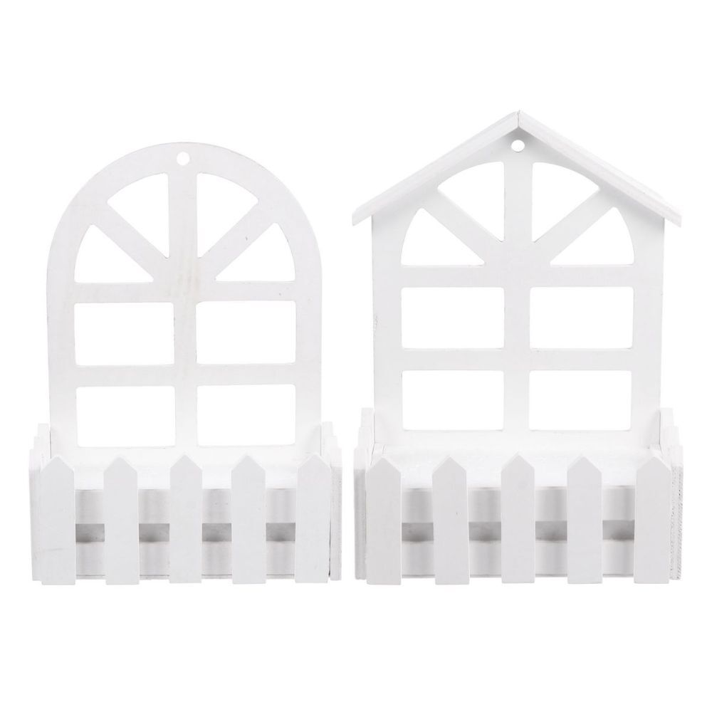 2pcs Wooden Fence Wall Decoration Flower Pots Planters Hanging Flower Container