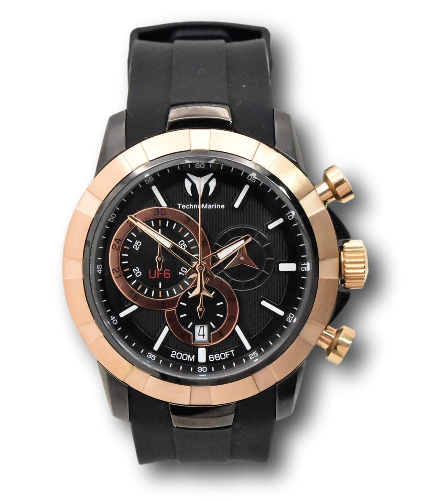 Technomarine UF6 Men's 45mm Black & Rose Gold Swiss Chrono Watch TM-615014