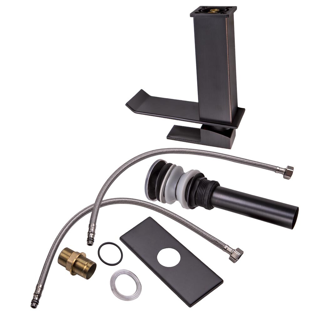 7.7 Inch Waterfall Bathroom Sink Faucet Mixer Tap with Drain and Cover Plate