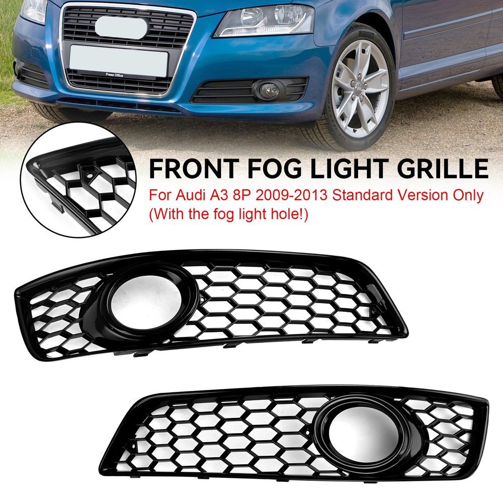 Honeycomb Bumper Front Fog Light Grill Grille Cover Fit Audi A3 8P 2009-13 U4