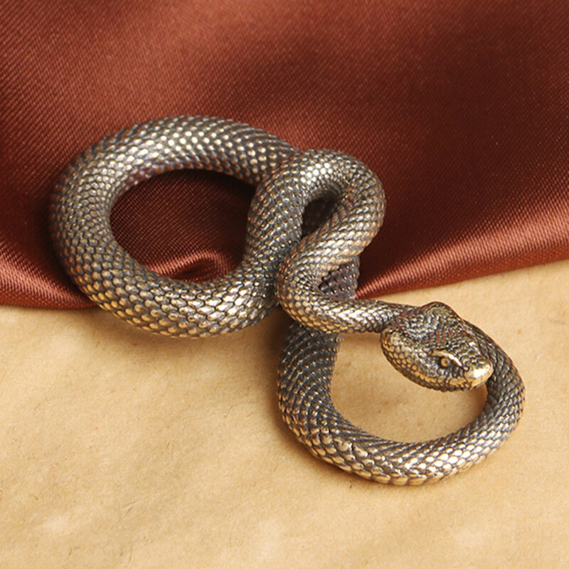 Antique Vintage Copper Snake Ornament Miniature Boa Figurine Decorations
