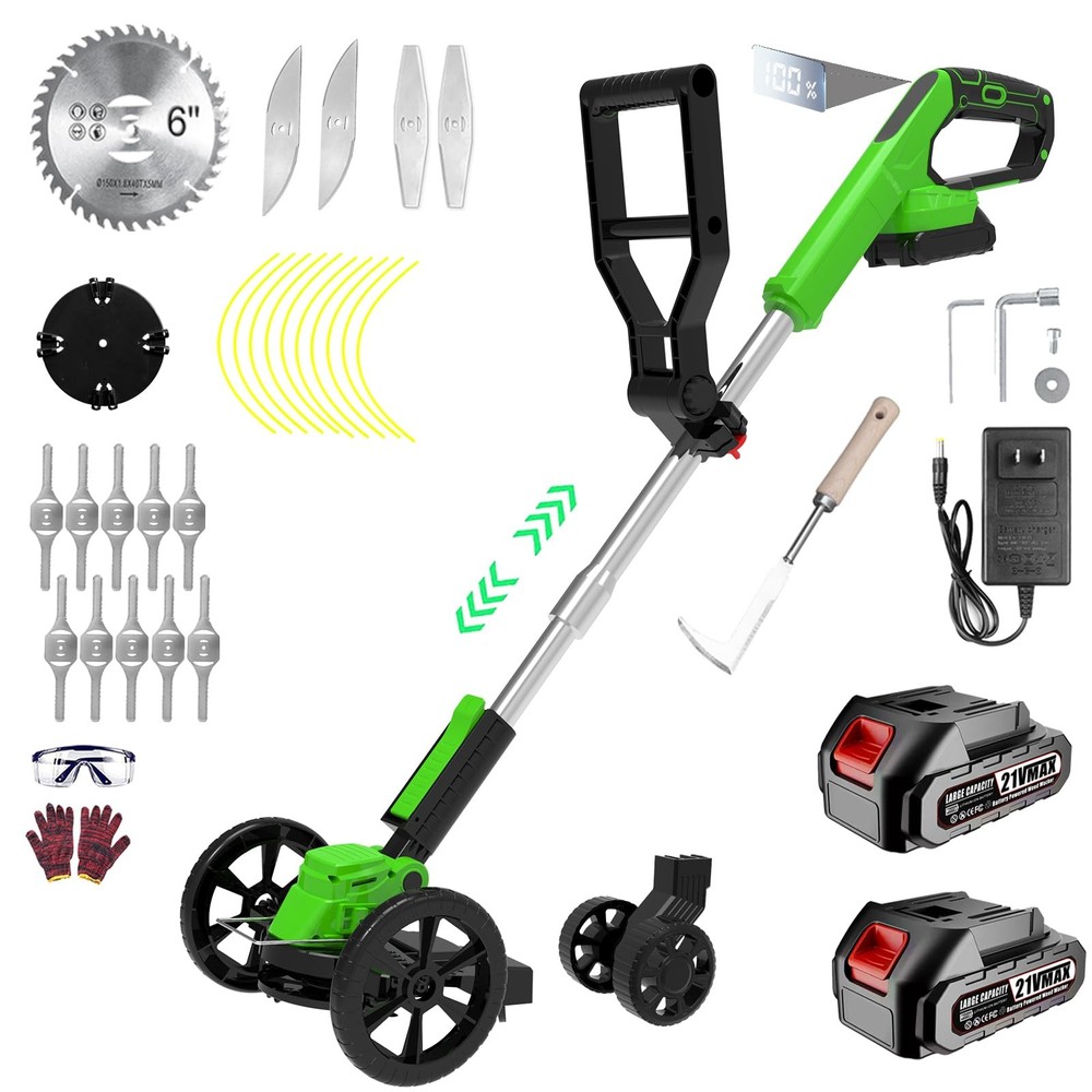 Electric Weed Wacker Eater Battery Powered Cordless String Trimmer, 21V Grass...