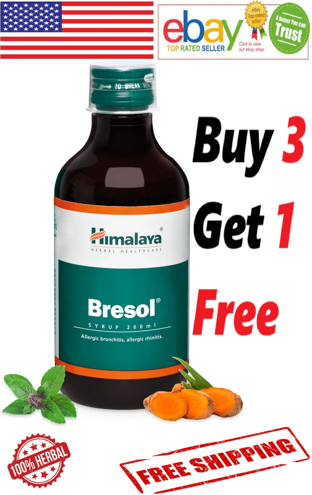 Himalaya Bresol Syrup For Breathing Wellness 100% Natural 200ml. (FREE SHIP)