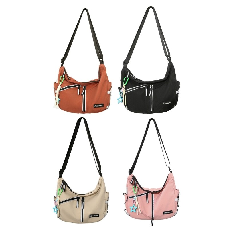 Stylish Nylon Crossbody Bag with Multiple Pockets and Adjustable Strap  