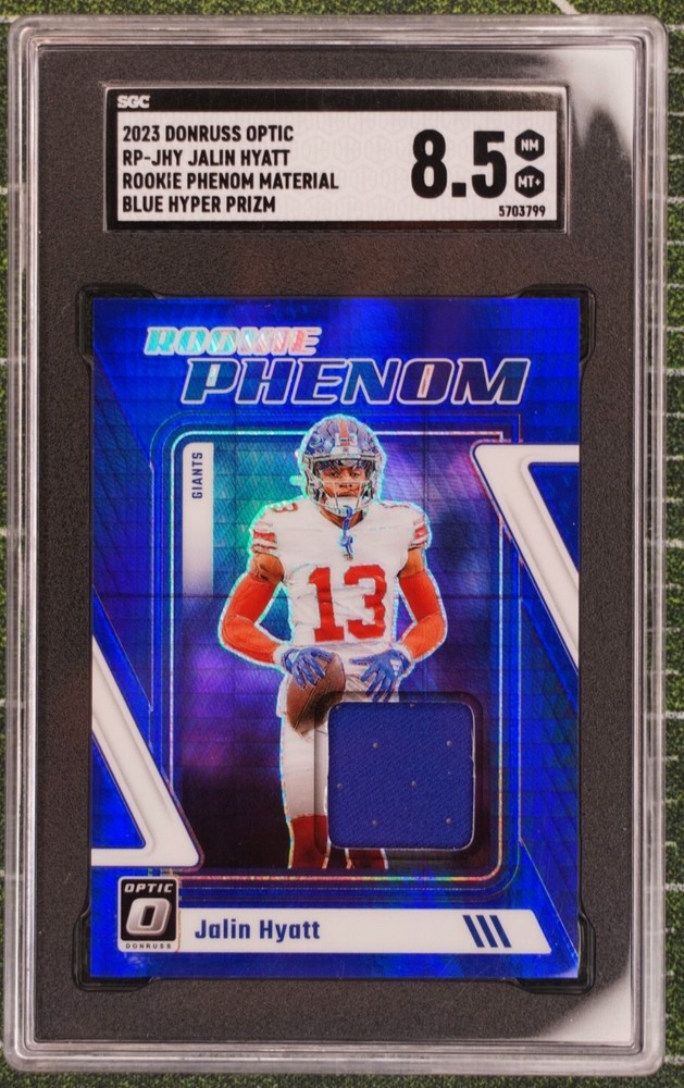 2023 Donruss Optic Jalin Hyatt Blue Hyper Prizm Patch RC RP-JHY SGC Graded