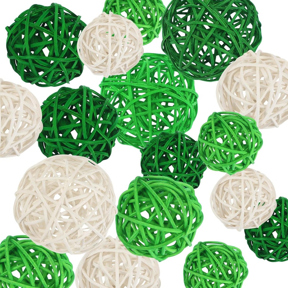 SANNIX 16-Piece St Patricks Day Vase Fillers in Dark Green & Light White Wicker