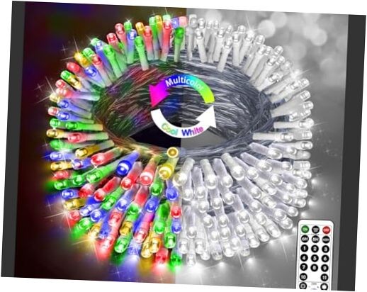 236FT 600 LED Christmas Lights with Clear Wire - Cool White to Multicolor Changeable