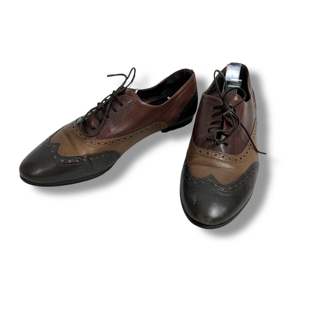 AGL Attilio Giusti Leombruni Brown Leather Wingtip Oxford Lace Up Shoes 38-1/2