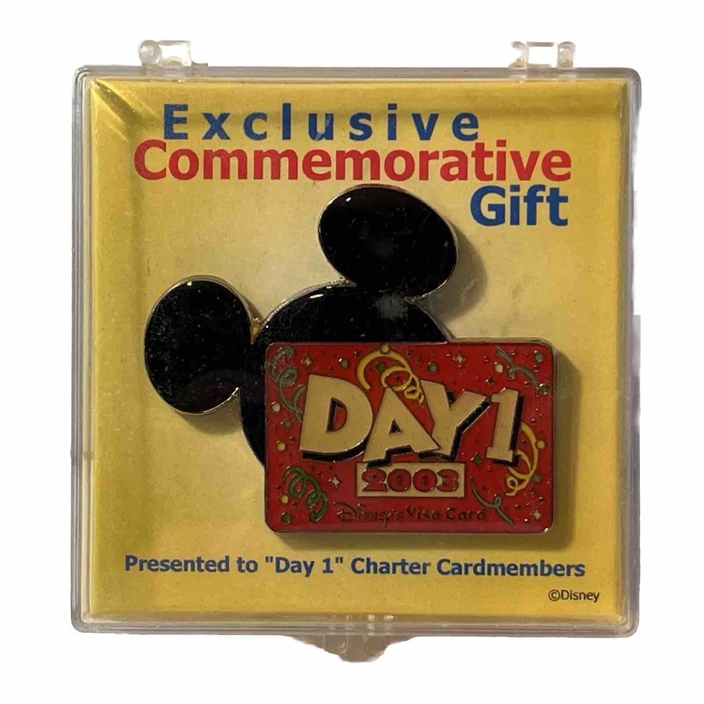 Disney 2003 Charter Member Mickey Mouse Visa Day 1 Enamel Pin-image