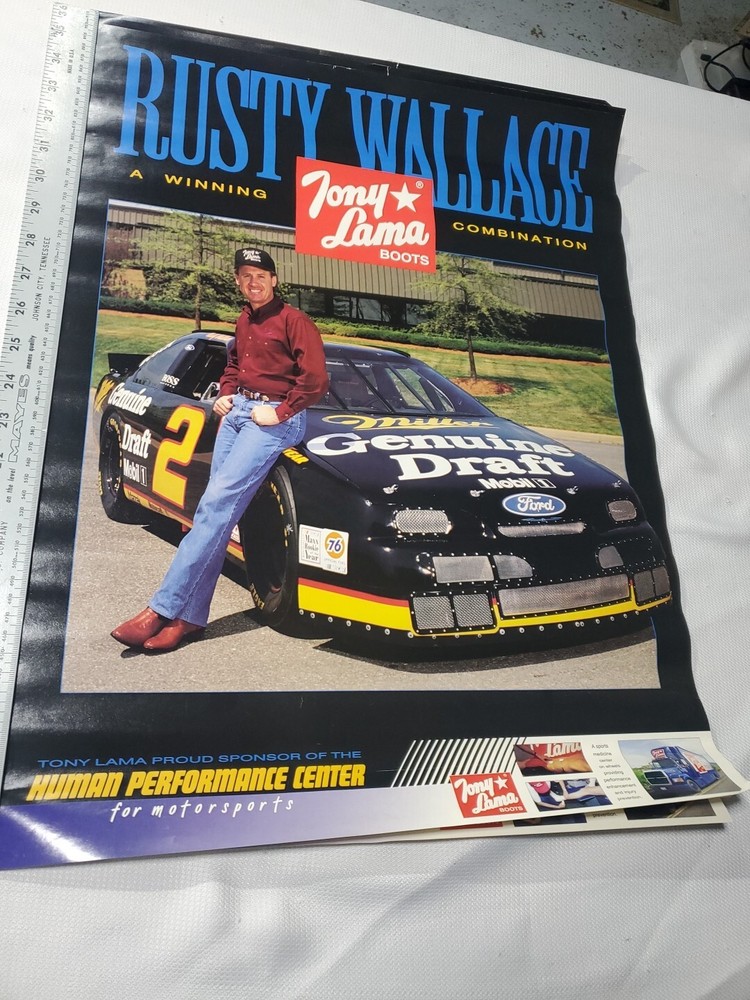 Rusty Wallace Tony Lama Boots Vintage 17x22 Promo Poster