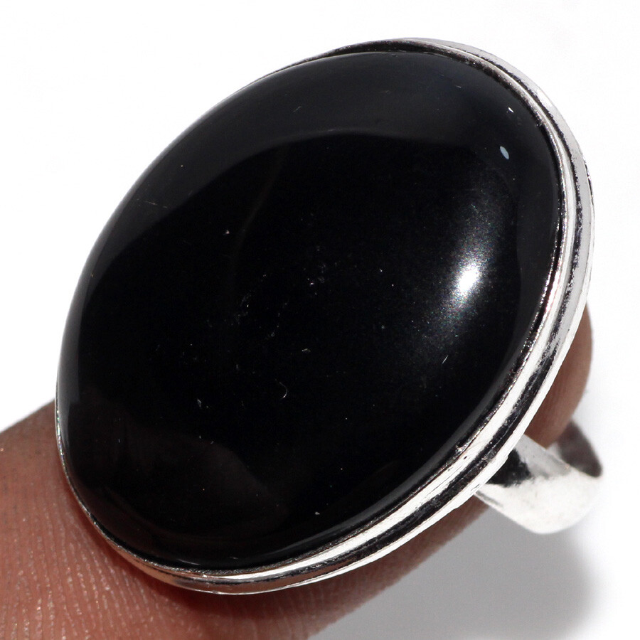 Black Onyx 925 Silver Plated Gemstone Handmade Ring US 10 Stylish Gift JW