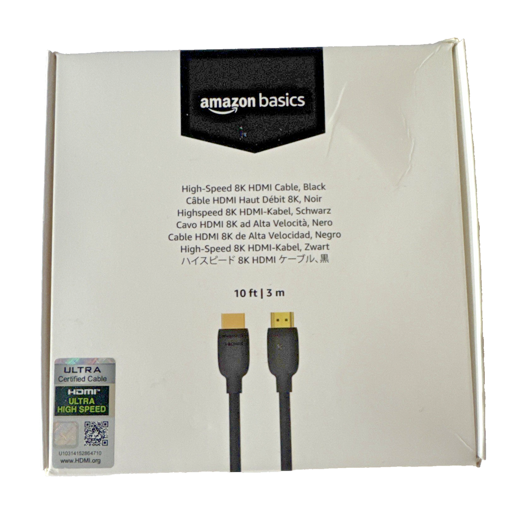 High-Speed 8K HDMI Cable 10ft Black by Amazon Basics