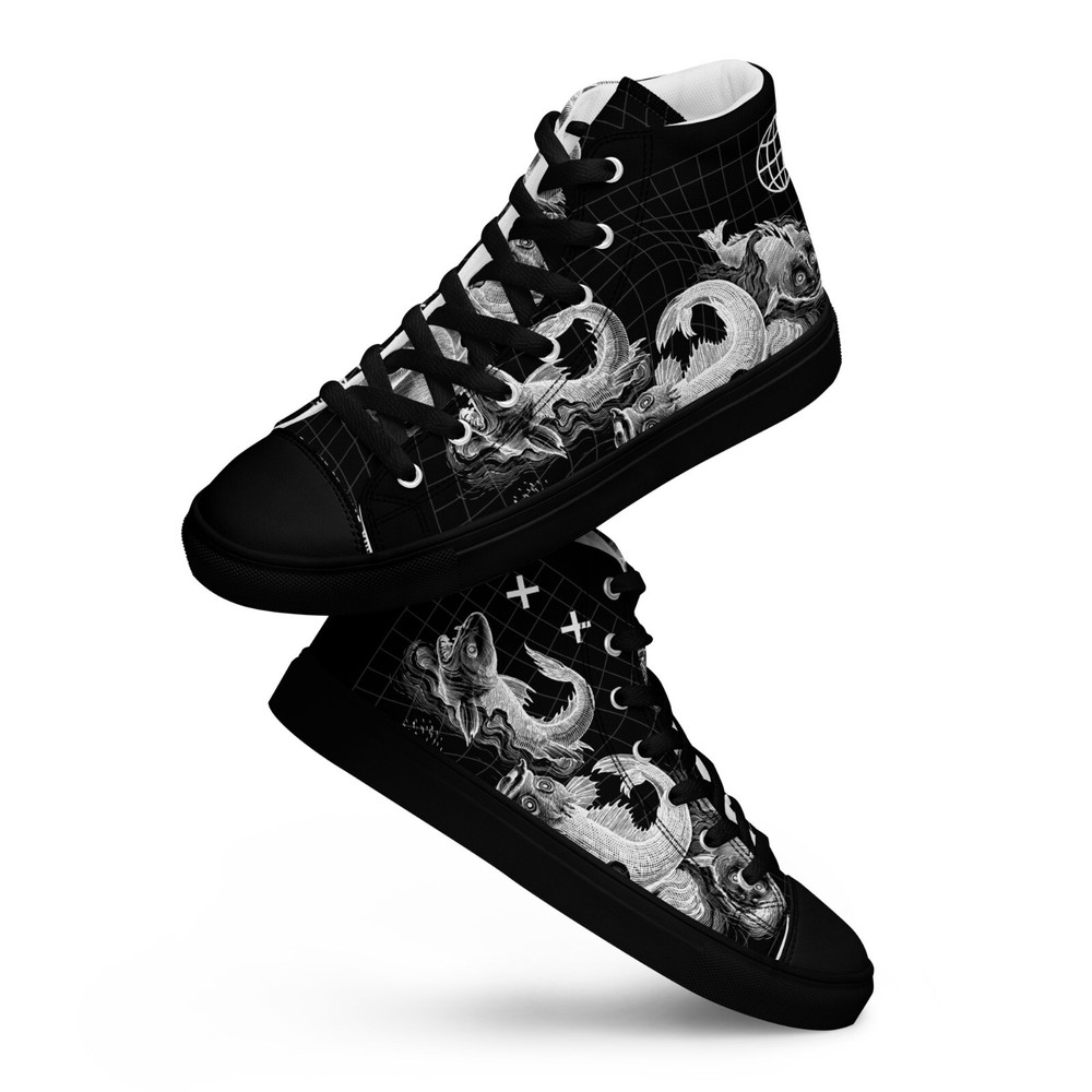 New UVelsi Men High Top Canva Shoes Black Edition Handmade Shoe Men Women