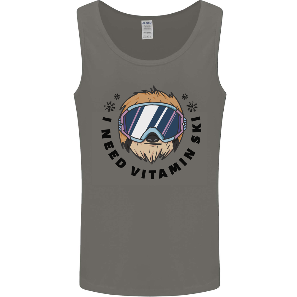 Vitamin Ski Funny Skiing Sloth Mens Vest Tank Top