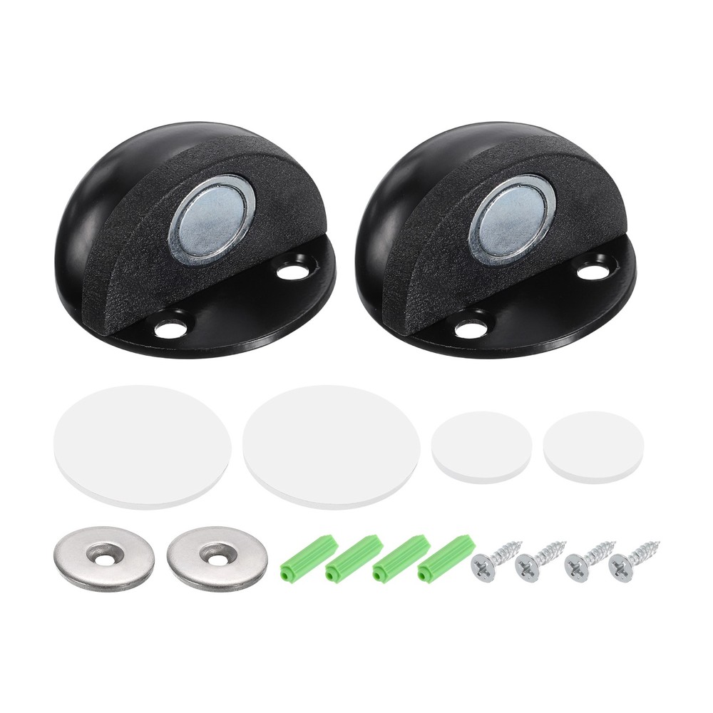 Magnetic Door Stopper(25mm) 2Pcs, Stainless Steel Magnetic Door Stopper, Black