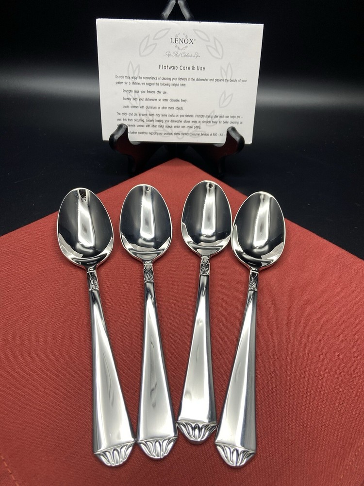 4 Lenox British Colonial 18/10 Stainless Soup spoons 7-1/8” Glossy New unused