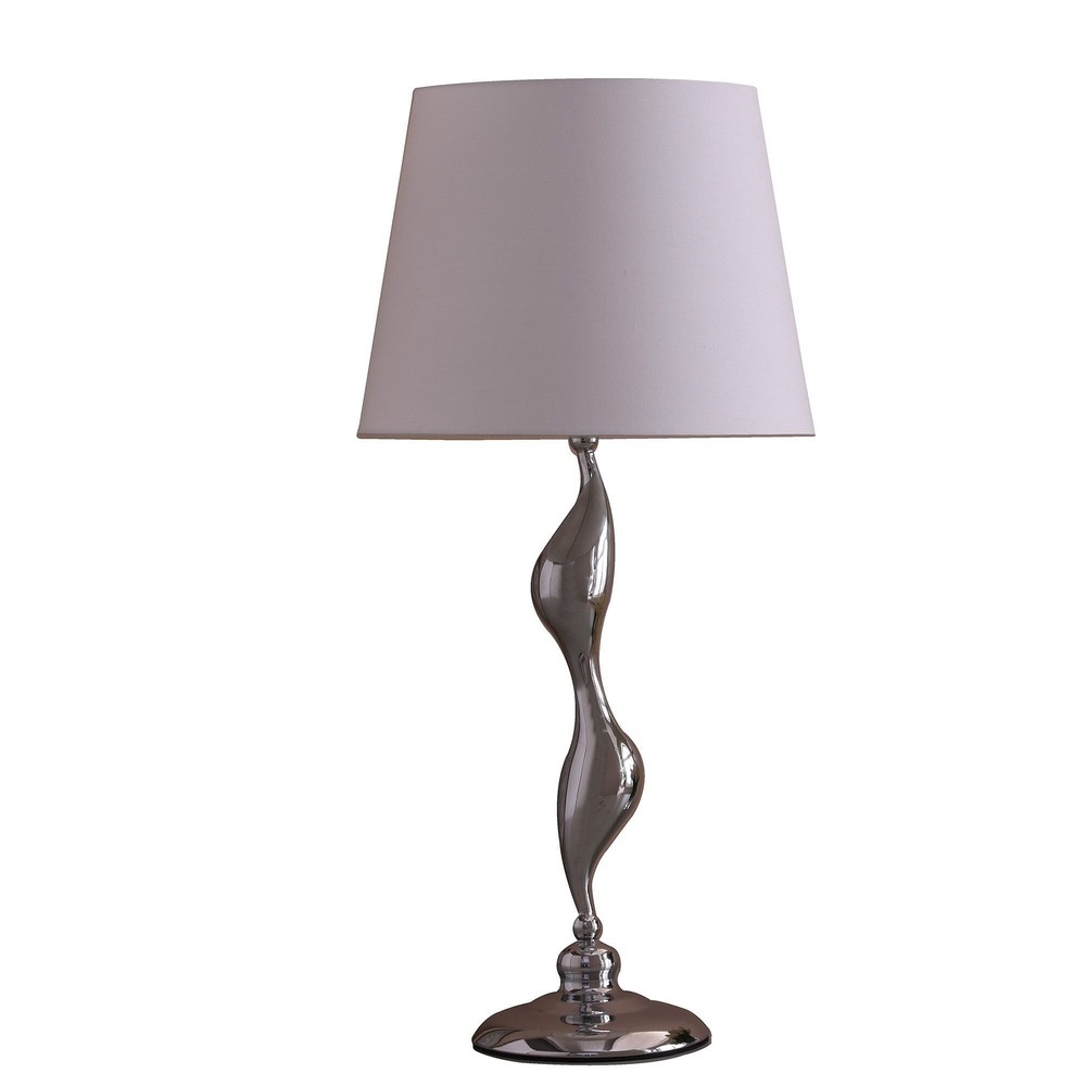 24-Inch Silver Bedside Table Lamp Featuring White Empire Shade