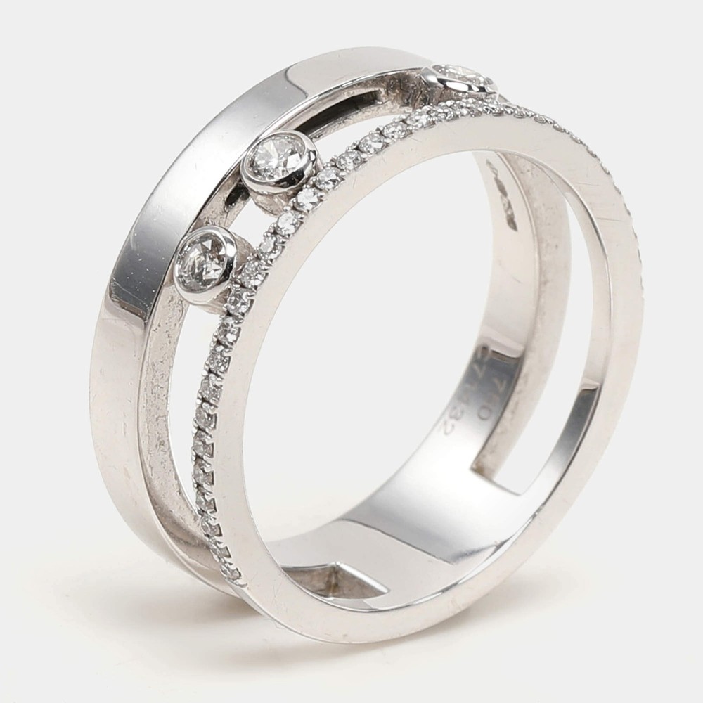 Messika Move Romane Diamonds 18k White Gold Ring Size 54