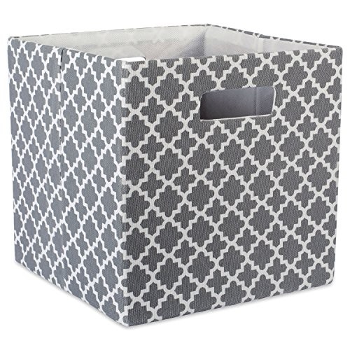 Hard Sided Collapsible Fabric Storage Bin for Nursery in Large Gray