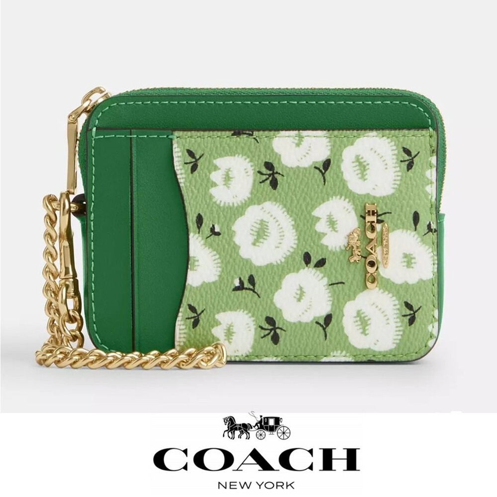 NWT Coach Zip Card Case With Floral Print