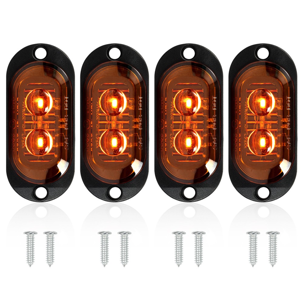 4pcs Amber 12V 24V Trailer Truck Side Marker Light LED Lamp Trailer Van Pickup