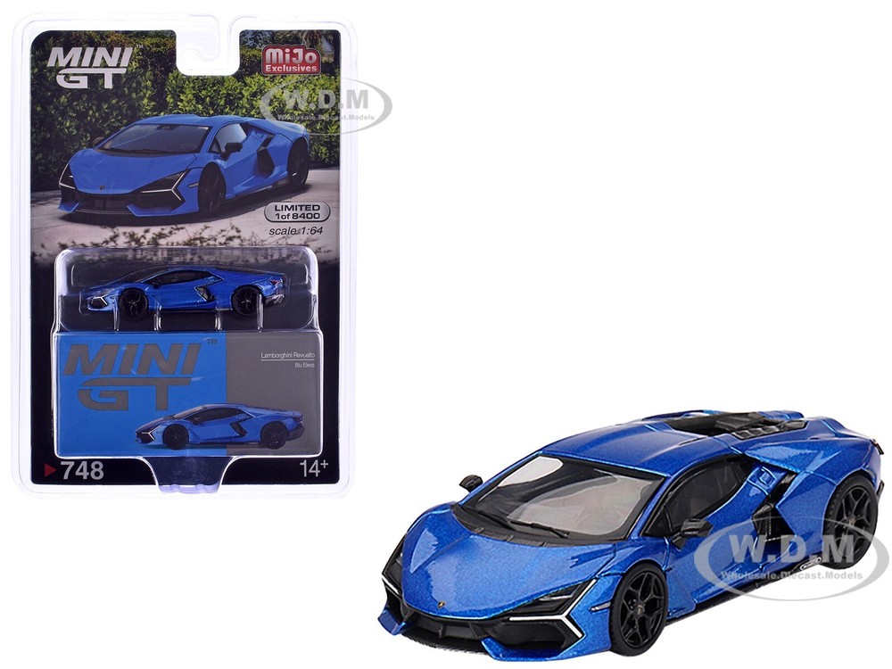LAMBORGHINI REVUELTO BLUE ELEOS BLUE 1/64 DIECAST MODEL BY MINI GT MGT00748