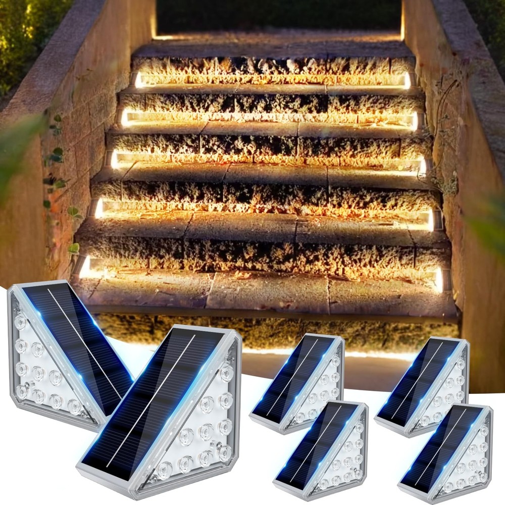 Solar Stair Lights Outdoor Waterproof Auto On Off, 6 Pack Solar Step Lights f...