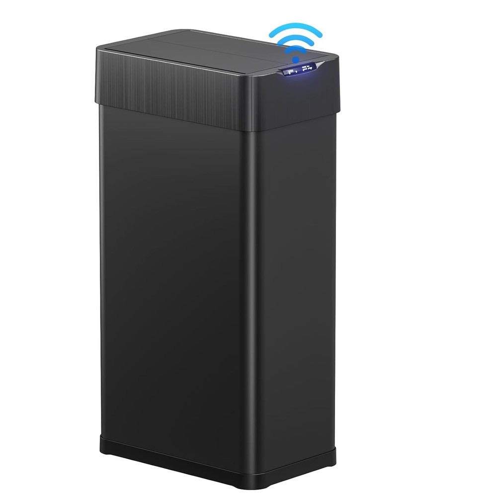 13.2 Gal Motion Sensor Trash Can for Kitchen Stainless Steel Garbage Can Black