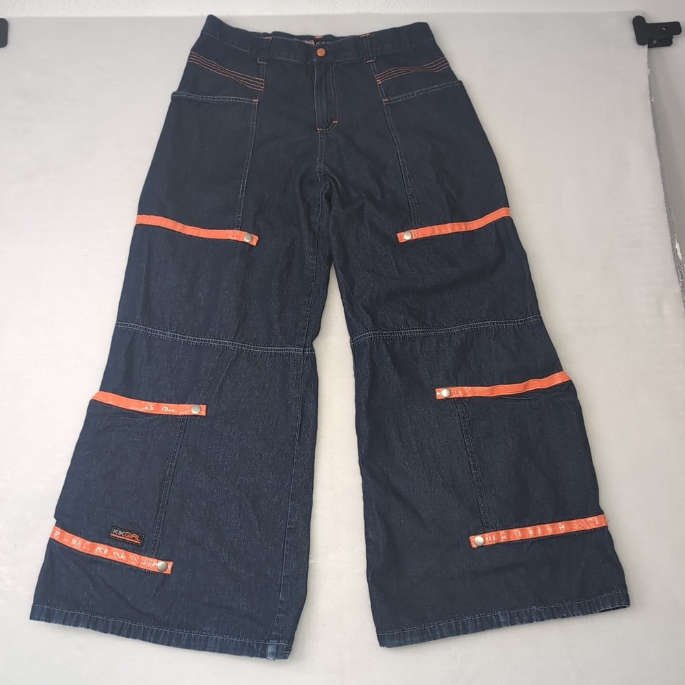 Vintage Kik Wide Leg Baggy Cargo Jeans Y2K Style Size 13