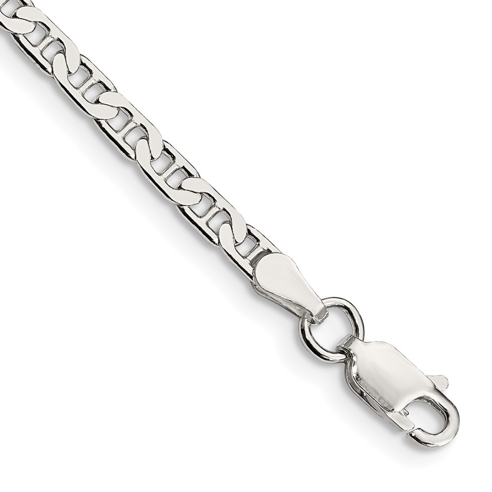 Sterling Silver 3mm Flat Anchor Chain Anklet 10 Inch for Women 4.37 Grams