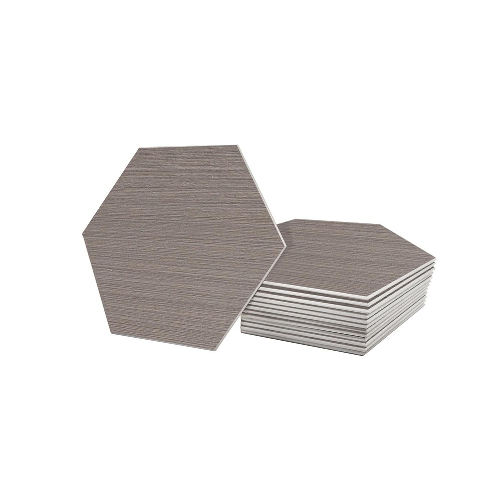 30-Pack Stone Composite Hexagon Wood Grain Peel & Stick Kitchen Backsplash Tiles