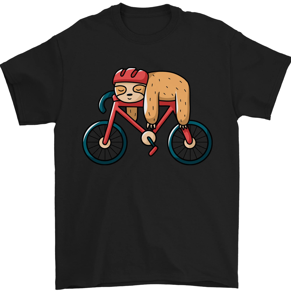 Cycling Sleeping Sloth Bicycle Cyclist Mens T-Shirt 100% Cotton