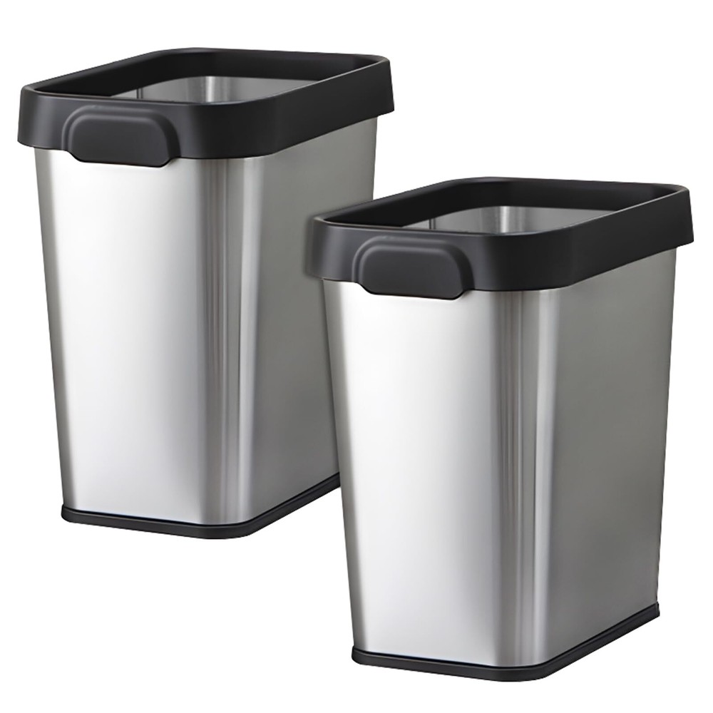 12 L / 3 Gallon Slim Stainless Steel Trash Can, 8 Inch Wide Small Rectangular...