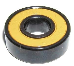 Set of 8 Skateboard Black Bearings w/ Bronze Cage & Yellow Rubber Seals 8x22x7mm