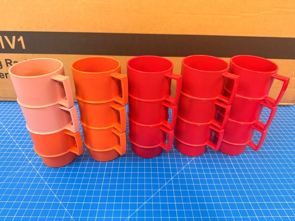 15 Vintage Tupperware Stackable Coffee Cups Mugs Harvest Colors