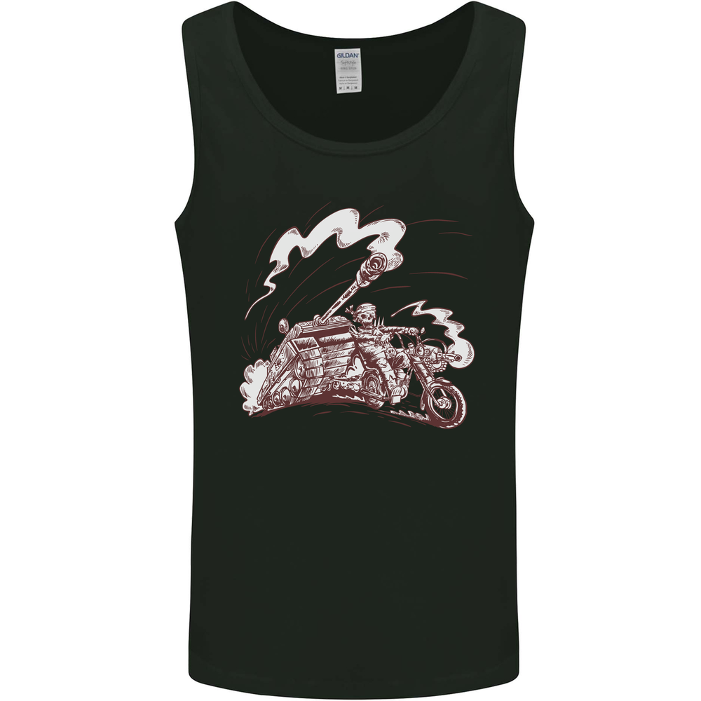 An Army Biker With Tank Skull Motorcycle Mens Vest Tank Top