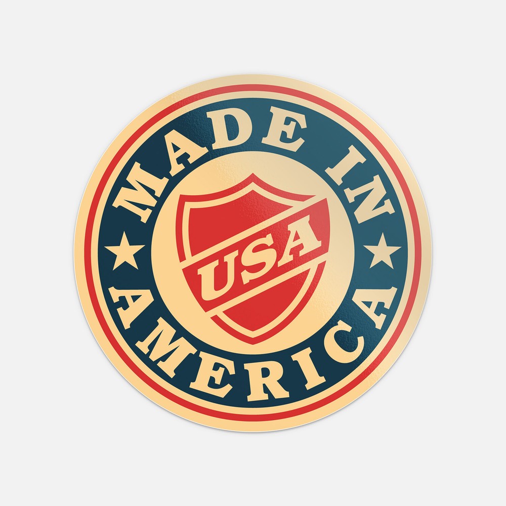 Made In USA America Round Emblem Badge Vinyl Sticker Decal