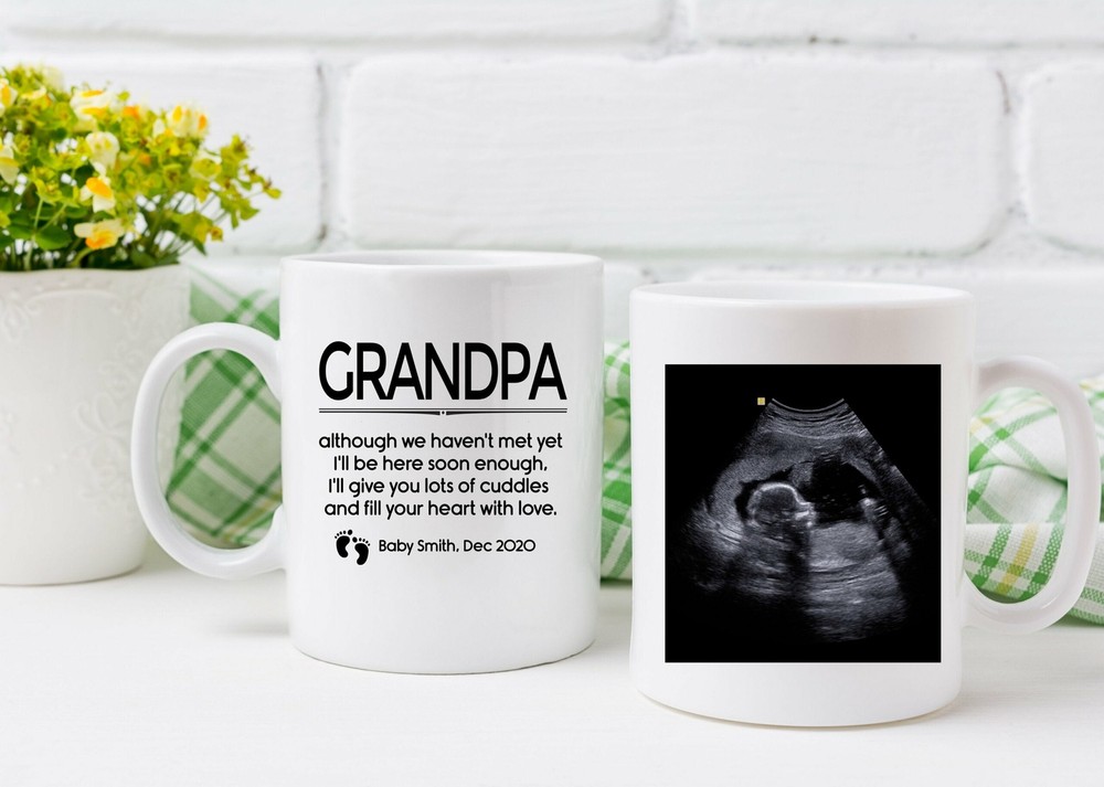 Gift For New Grandpa Grandfather L Personalized Sonogram Ultrasound Photo Mug L