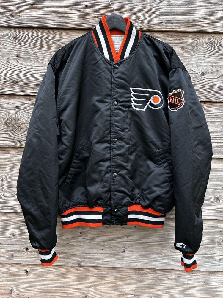 90s Vintage Starter Philadelphia Flyers Satin Bomber Jacket XL NHL Hockey Fan Apparel