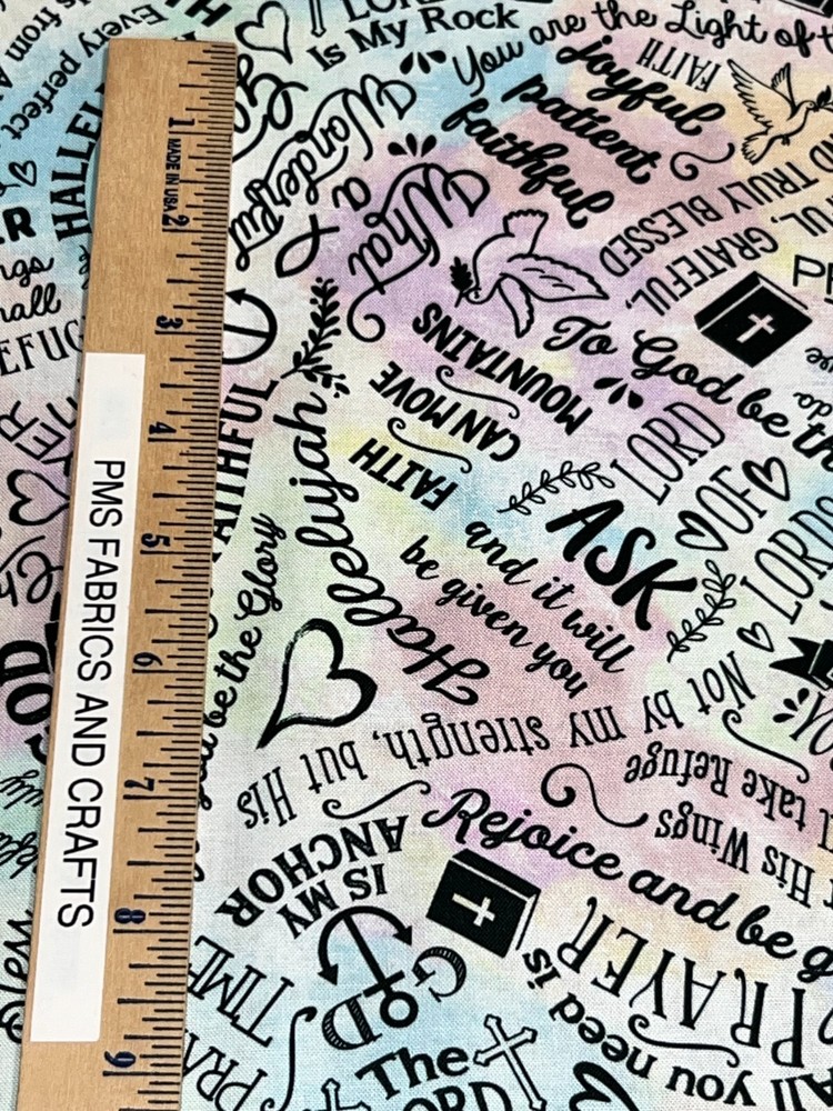 TT Words of Faith Christian Fabric 100% cotton fabric by the yard 36 x 44 CD2738