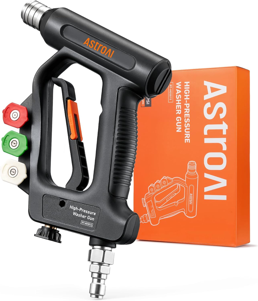 Short Pressure Washer Gun with Swivel - High Pressure Washer with 4 Nozzles and